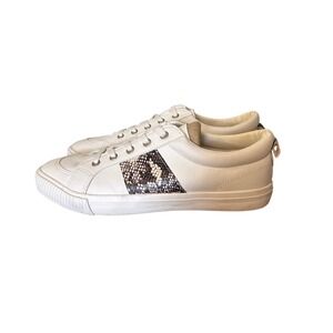 Magellan White Snakeskin Sneakers Womens 11 Casual Lace Up Low Top